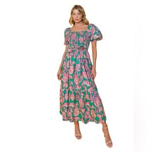 RUN TOWARDS LOVE POPLIN ANKLE DRESS Flying Tomato size L